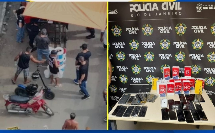 Operação na Feira de Areia Branca, em Belford Roxo, recupera dezenas de celulares roubados 