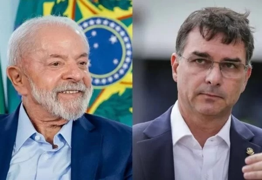 Pesquisa mostra Lula a frente de Flávio Bolsonaro tanto no 1º quanto no 2º turno